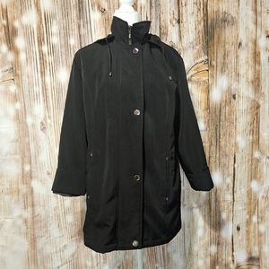 Fleet street womens black hooded rain coat soft shell jacket size small